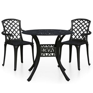 vidaXL Set da Bistrot 3 pz in Alluminio Pressofuso Nero