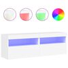 vidaXL Mobili TV a Parete con Luci LED 2pz Bianchi 60x30x40 cm