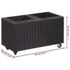 vidaXL Letto Rialzato da Giardino con 2 Vasi 60x30x36 cm in Polyrattan Nero