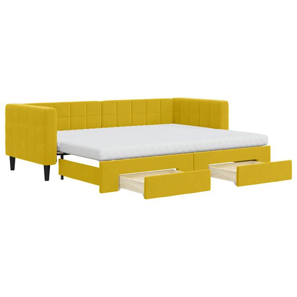 vidaXL Divano Letto Estraibile con Cassetti Giallo 80x200cm in Velluto