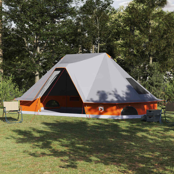 vidaXL Tenda Tipi Familiare Tipi Grigio e arancione 680 x 430 x 270 cm