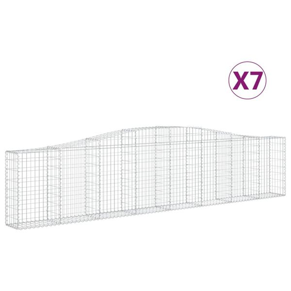 vidaXL Cesti Gabbioni ad Arco 7 pz 400x30x80/100 cm Ferro Zincato