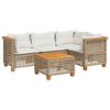 vidaXL Set Divano da Giardino 5 pz con Cuscini Beige in Polyrattan