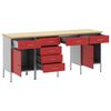 vidaXL Mobile da lavoro con cassetto 4 pcs Rosso 200 x 55 x 85 cm