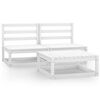 vidaXL Set Divani da Giardino 3 pz Bianco in Legno Massello di Pino
