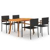 vidaXL Set Mobili da Pranzo per Giardino 5 pz Nero