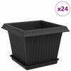 vidaXL Vasi per Piante 24 pz Nero Plastica