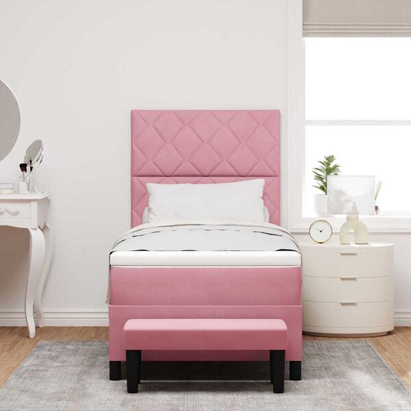 vidaXL Letto a molle con materasso Rosa 90 x 190 cm Velluto