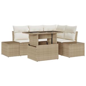 vidaXL Set Divano da Giardino con cuscino 5 pcs Beige polyrattan