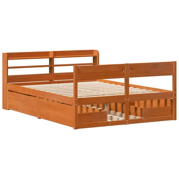 vidaXL Letto senza Materasso Marrone Cera 120x190 cm in Legno di Pino