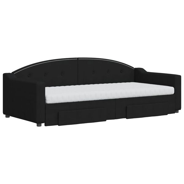 vidaXL Divano Letto Estraibile con Cassetti Nero 90x200 cm in Tessuto