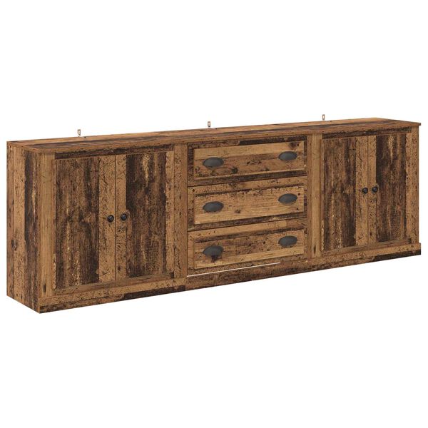vidaXL Sideboards con cassetto 3 pcs Legno antico 210 x 35,5 x 67,5 cm