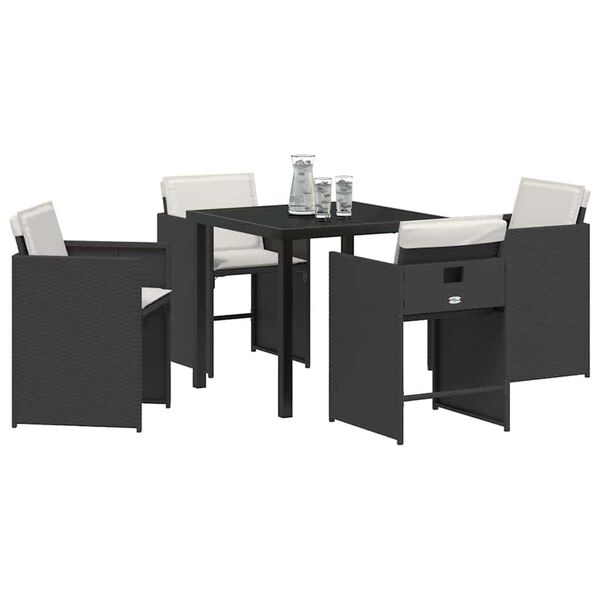 vidaXL Set da Pranzo per Giardino 5 pcs Nero polyrattan