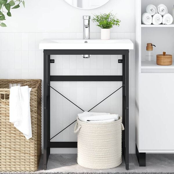vidaXL Struttura per Lavabo da Bagno Nera 59x38x83 cm in Ferro