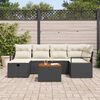 vidaXL Set Divano da Giardino con cuscino 7 pcs Nero Poly Rattan
