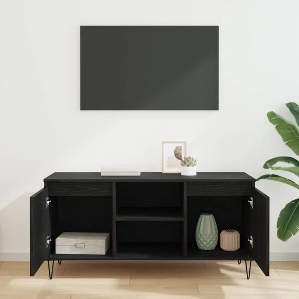 vidaXL Mobile TV Rovere Nero 104 x 35 x 50 cm Legno multistrato