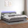 vidaXL Letto a Molle Materasso e LED Grigio Scuro 200x200cm in Tessuto