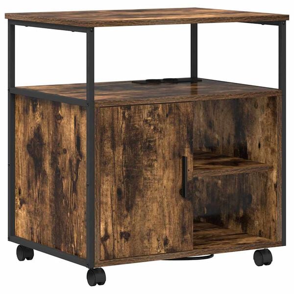 vidaXL Cabina con Stazione di Ricarica Rovere fum&eacute; 61 x 46 x 67 cm