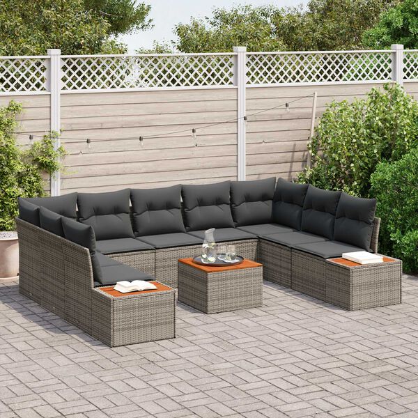 vidaXL Set Divano da Giardino con cuscino 5 pcs Grigio Polyrattan