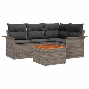 vidaXL Set Divano da Giardino 5 pcs Grigio polyrattan