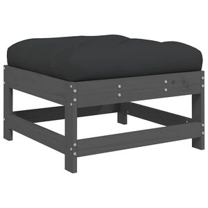 vidaXL Poggiapiedi da Giardino con Cuscino Legno Massello Pino Grigio