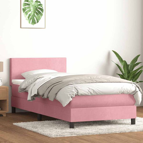 vidaXL Giroletto a Molle con Materasso Rosa 100x210 cm in Velluto