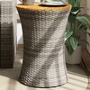 vidaXL Tavolino Giardino Forma Tamburo Grigio Polyrattan Massello