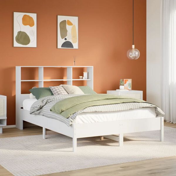 vidaXL Letto Libreria senza Materasso Bianco 140x200 cm Legno di Pino