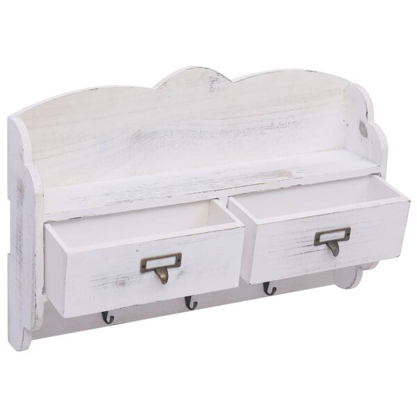 vidaXL Appendiabiti a Muro Bianco 50x10x34 cm in Legno
