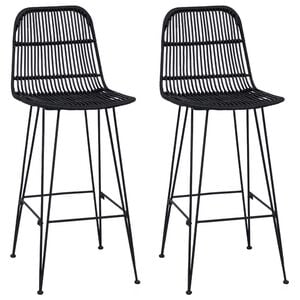 vidaXL Sgabello da bar 2 pz Nero 44 x 55 x 109 cm Rattan e acciaio