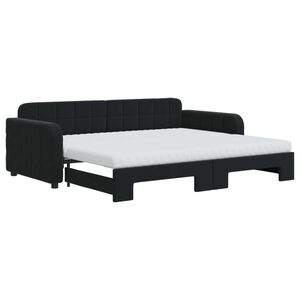 vidaXL Divano Letto Estraibile con Materassi Nero 90x200 cm Velluto