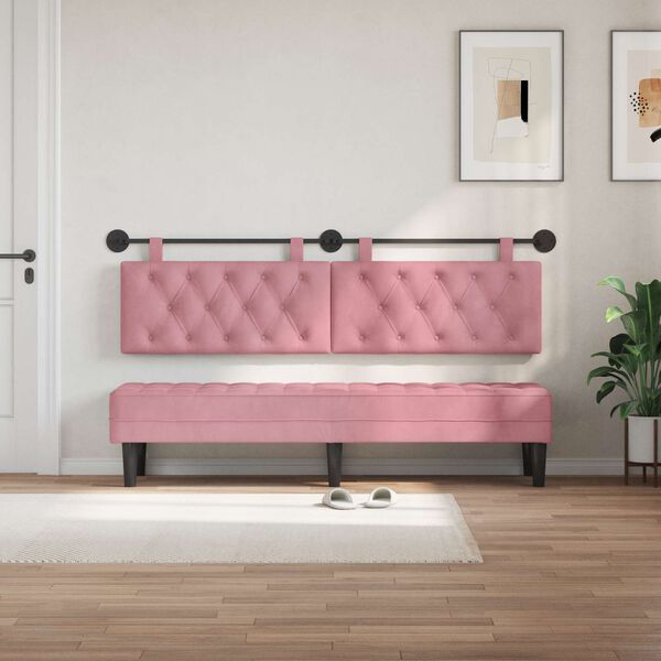 vidaXL Testata appesa Montaggio a parete Rosa 170 x 55 x 7 cm Velluto