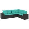 vidaXL Set Divani da Giardino 6 pz con Cuscini Nero in Polyrattan