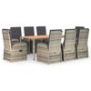 vidaXL Set da Pranzo da Giardino 9 pz con Cuscini in Polyrattan Grigio