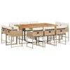 vidaXL Set da Pranzo da Giardino 11 pz con Cuscini Beige in Polyrattan