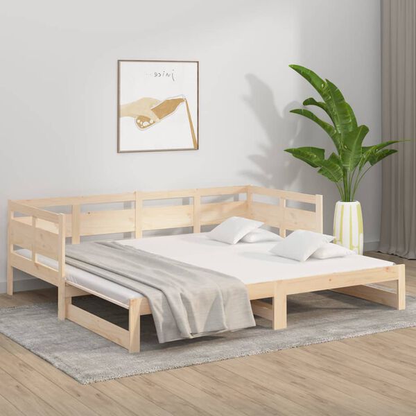 vidaXL Dormeuse Estraibile in Legno Massello di Pino 2x(80x200) cm