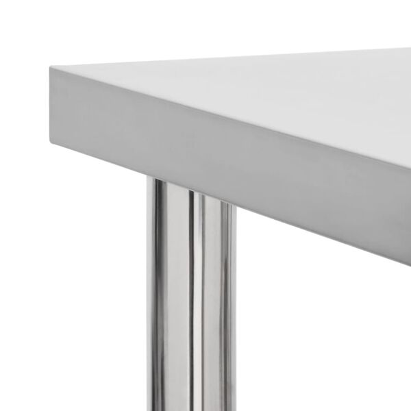 vidaXL Tavolo da Lavoro Cucina con Ruote 60x60x85 cm in Acciaio Inox