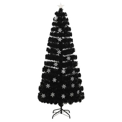 vidaXL Albero Natale con Fiocchi di Neve a LED Nero 210cm Fibra Ottica