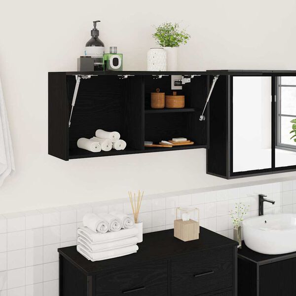 vidaXL Mobile da Bagno a Parete Nero 80x25x40 cm in Truciolato