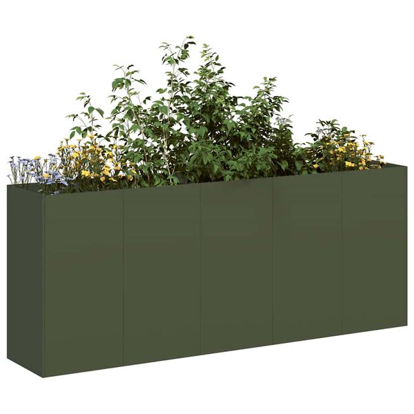 vidaXL Fioriera Verde Oliva 200x40x80 cm in Acciaio Laminato a Freddo