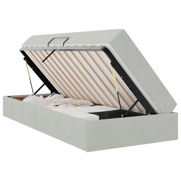 vidaXL Letto con contenitore e materasso Grigio chiaro 90 x 190 cm