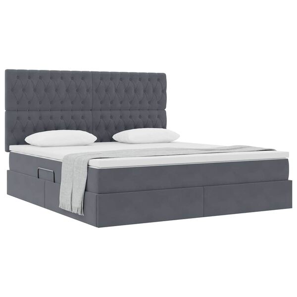 vidaXL Letto con contenitore e LED Grigio scuro 180 x 200 cm Velluto