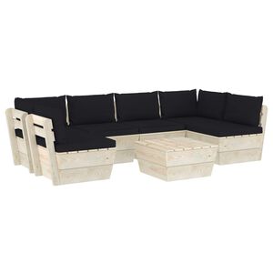 vidaXL Set Divani da Giardino su Pallet 7 pz con Cuscini Legno Abete