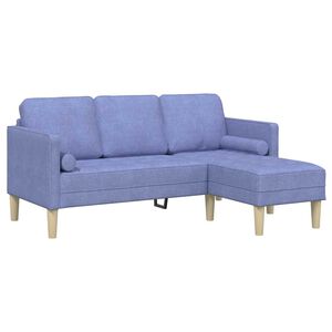 vidaXL Set di divani con cuscino Blu jeans Poliestere