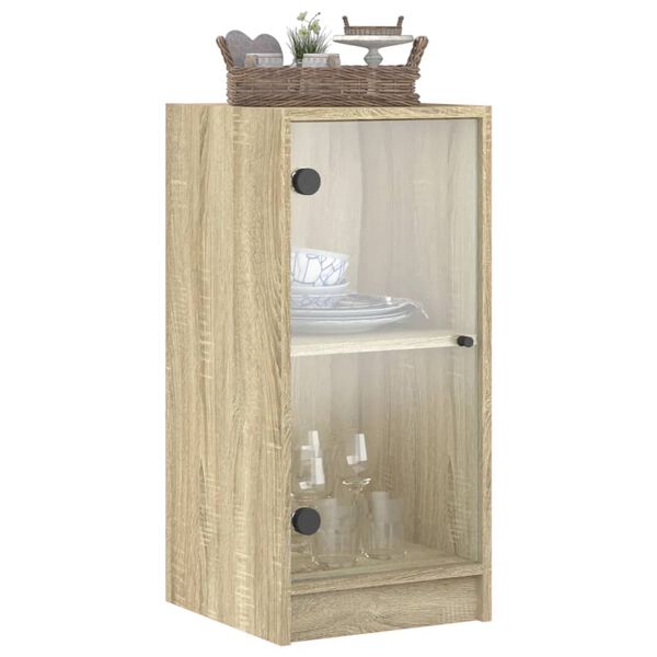 vidaXL Mobile con Ante in Vetro Rovere Sonoma 35x37x75,5 cm