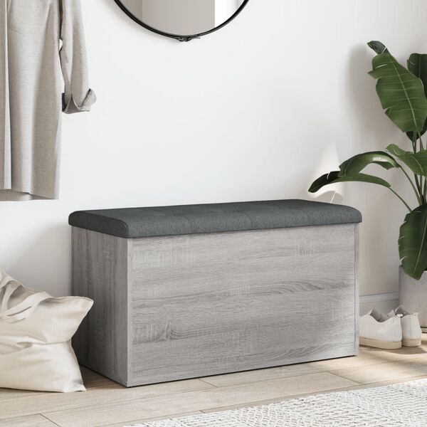 vidaXL Panca Portaoggetti Grigio Sonoma 82x42x45 cm Legno Multistrato