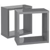 vidaXL Mensole Parete a Cubo 2 pz Grigio Lucido 30x15x30 cm