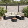 vidaXL Set Divani da Giardino con Cuscini 7pz Nero Polyrattan