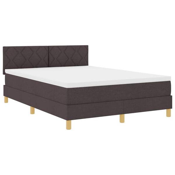 vidaXL Letto a Sorgente LED con led Marrone Scuro 140 x 190 cm Tessuto