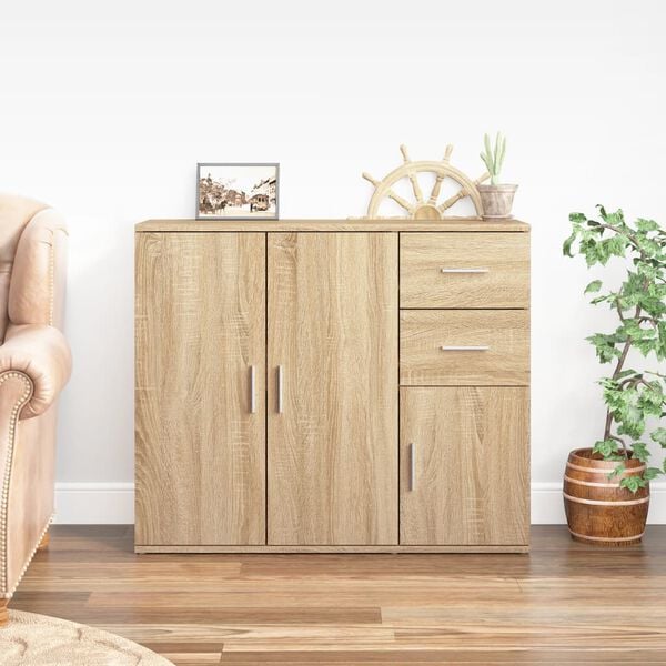 vidaXL Credenza Rovere Sonoma 91x29,5x75 cm Legno ingegnerizzato